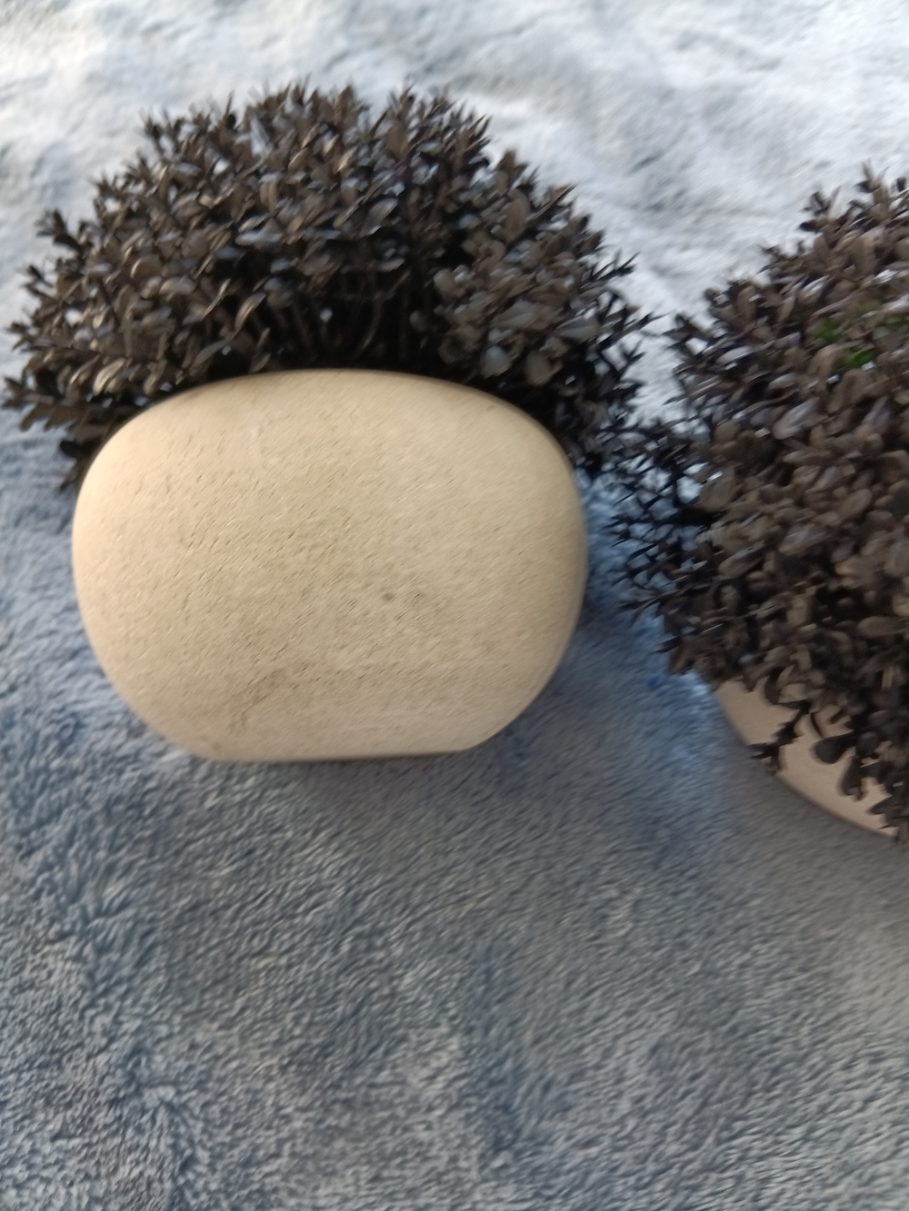 Set of Two Black Faux Topiary Plants in Cream Ceramic Pots - Picture 4 of 5